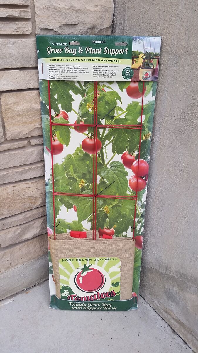 NEW Vintage-styled Tomato Burlap Reusable Grow Bag Pot w/Cage