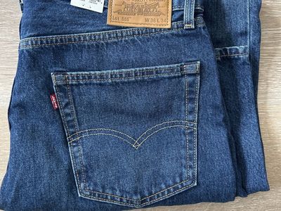 Levi's Men's 555 Relaxed Straight Jeans Dark Blue W36 L34 NWT 100% Cotton Mid-Rise