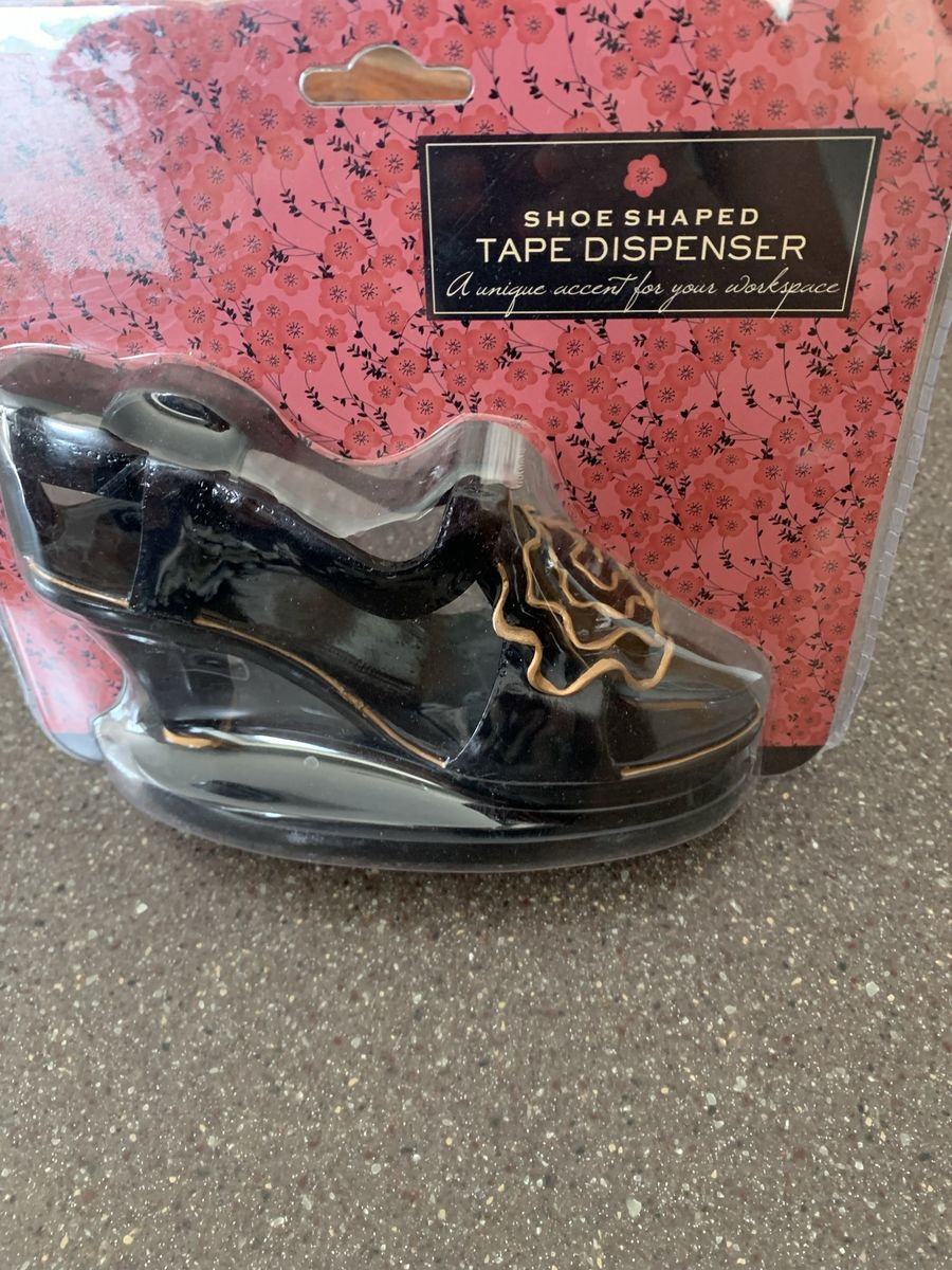 Shoe Shaped Tape Dispenser - Black Wedge Sandal Desk Accessory New