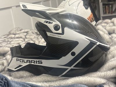 509 Polaris Carbon Fiber Motocross Helmet - Black/White, Excellent Condition