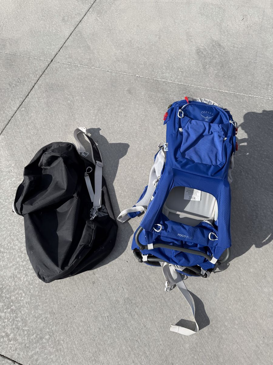 Osprey Poco Plus Child Carrier Backpack - Blue, Excellent Condition with Sunshade
