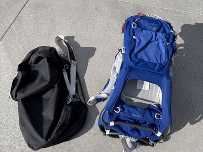 Osprey Poco Plus Child Carrier Backpack - Blue, Excellent Condition with Sunshade