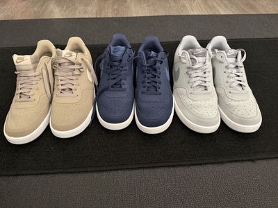Nike Court Vision Low Sneakers - Men's Size 11 - Navy, Tan, & Light Grey (3 Pairs)