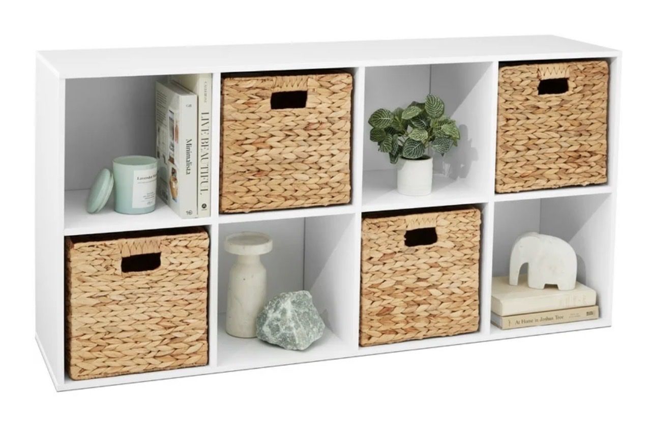 NEW Best Choice Products 8-Cube Bookshelf, 13.5in Display Storage System, Organizer w/ Removable Back Panels - White