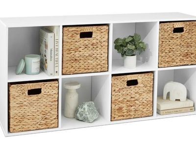 NEW Best Choice Products 8-Cube Bookshelf, 13.5in Display Storage System, Organizer w/ Removable Back Panels - White