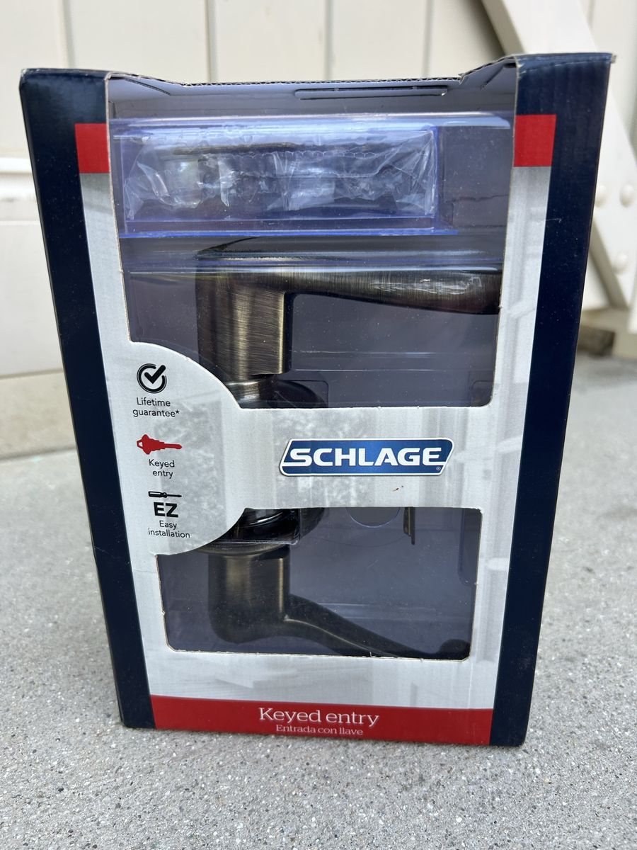 Schlage F51 FLA 609 Flair Keyed Entry Door Lever - Aged Bronze Finish