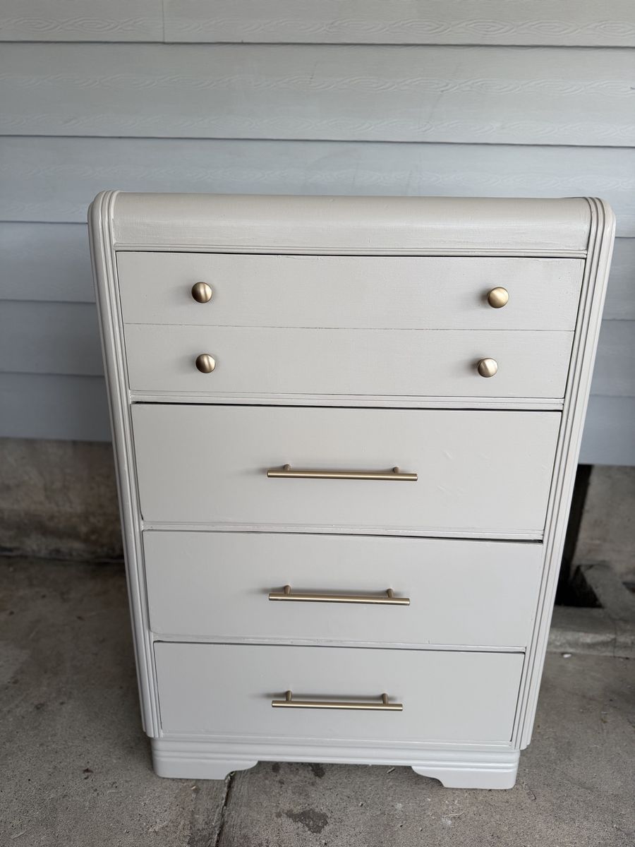 Beautiful Refinished  Art Deco Waterfall Dresser