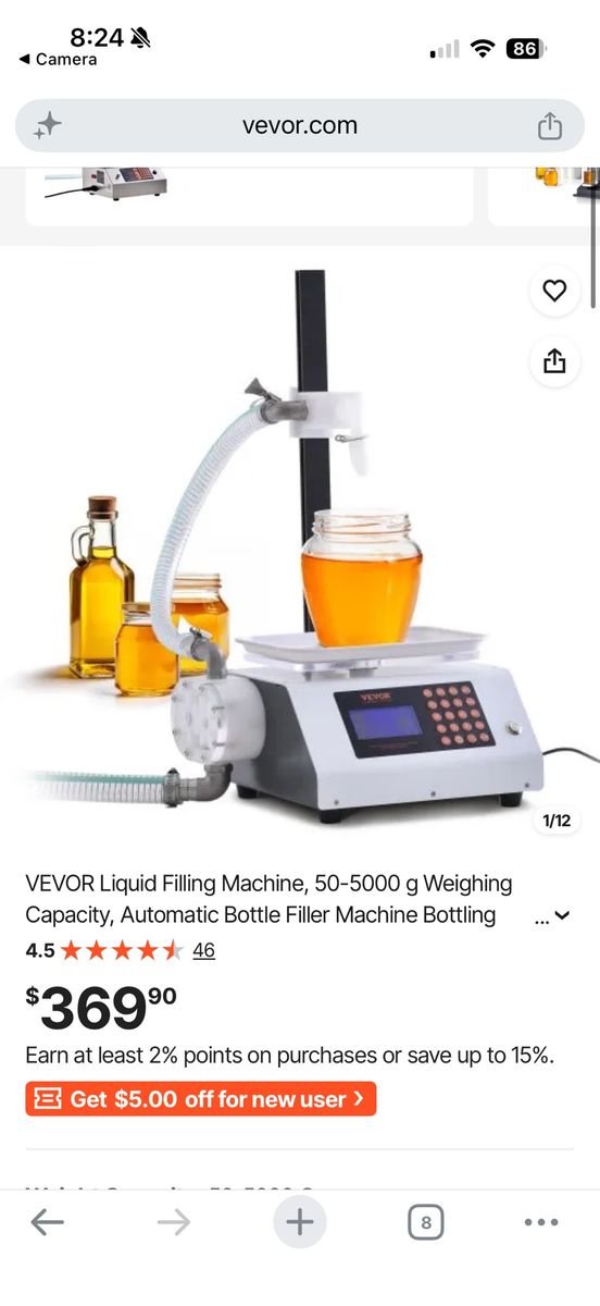 VEVOR Automatic Liquid Filling Machine 50-5000g Digital Weighing Bottling Filler