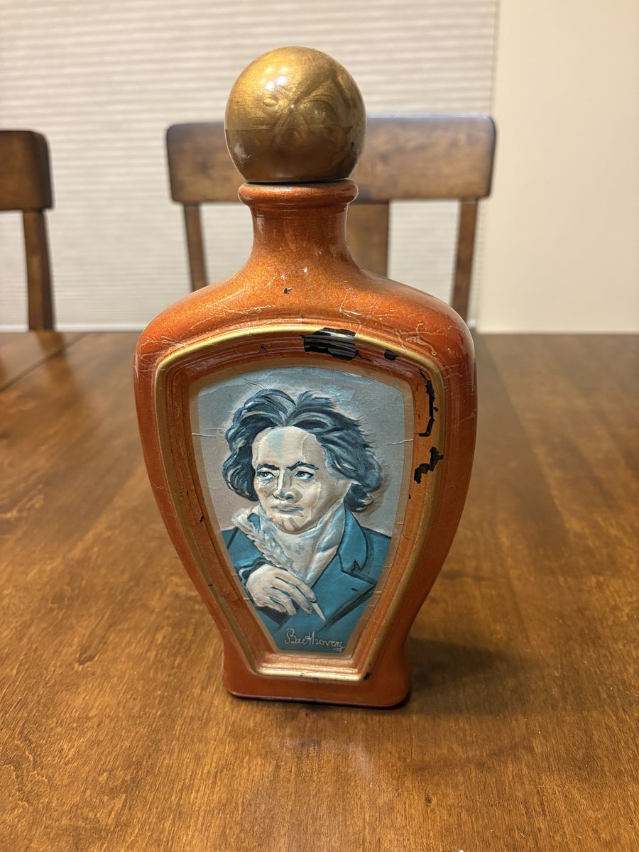 Vintage Edward H. Weiss Beethoven Collector Series Ceramic Decanter Bottle