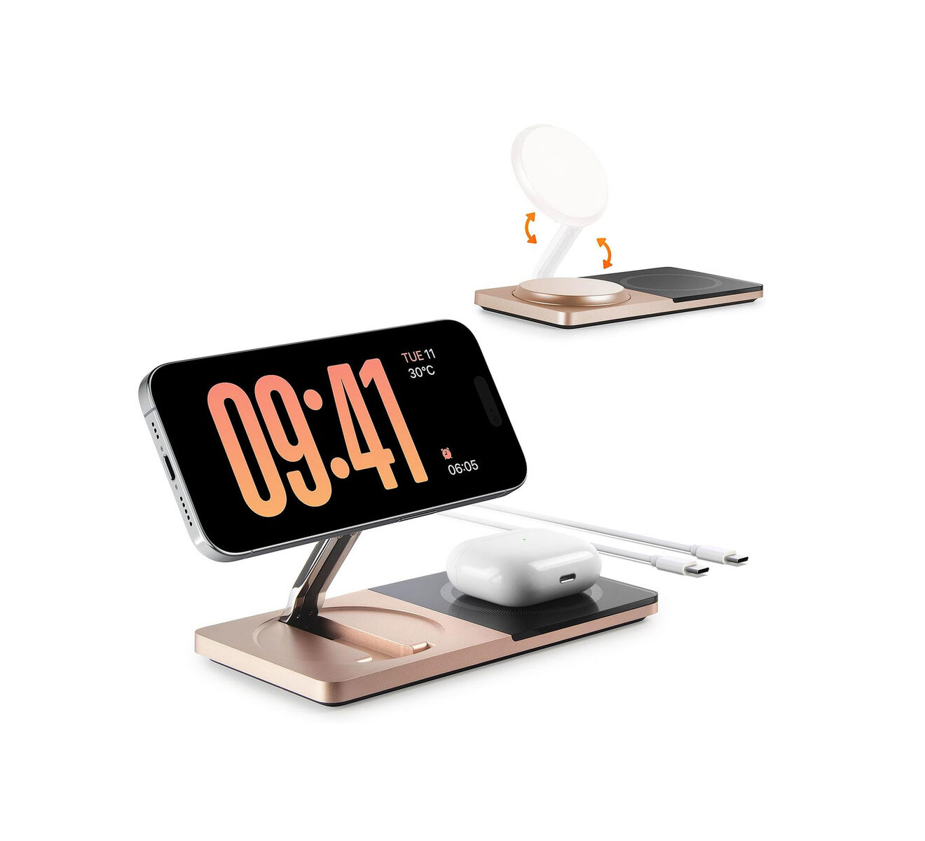 Wireless Charging Station for iPhone & AirPods: Foldable Charger Stand