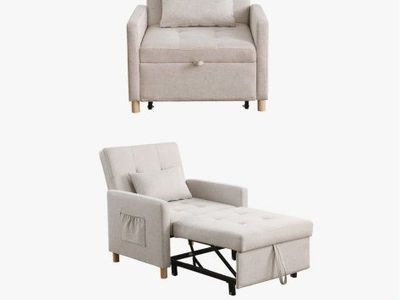 George Oliver Convertible Sleeper Sofa Chair Bed - Multi-functional Adjustable with Pillow, Soft Fabric