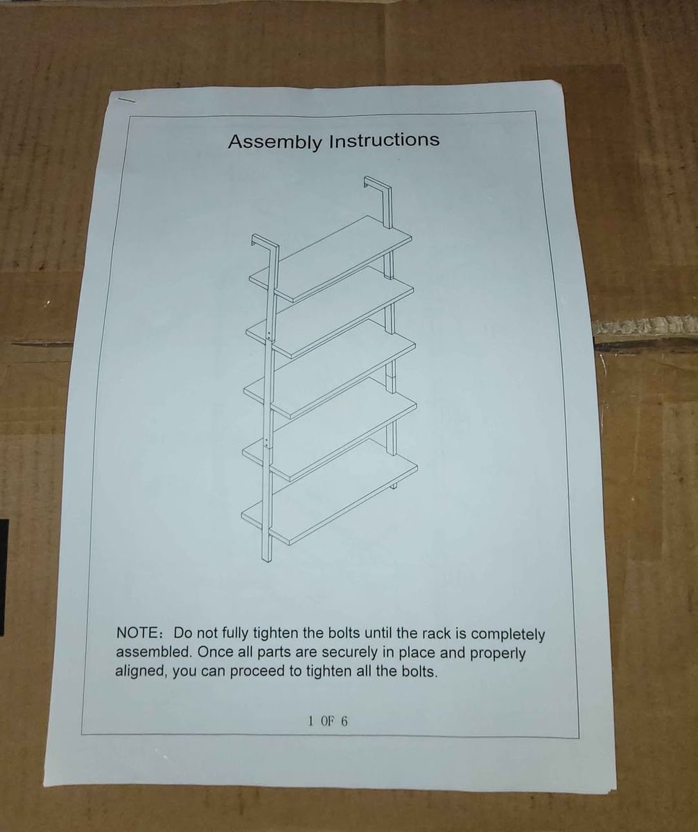 (NEW IN BOX) 5 TIER WALL MOUNT LADDER BOOKSHELF