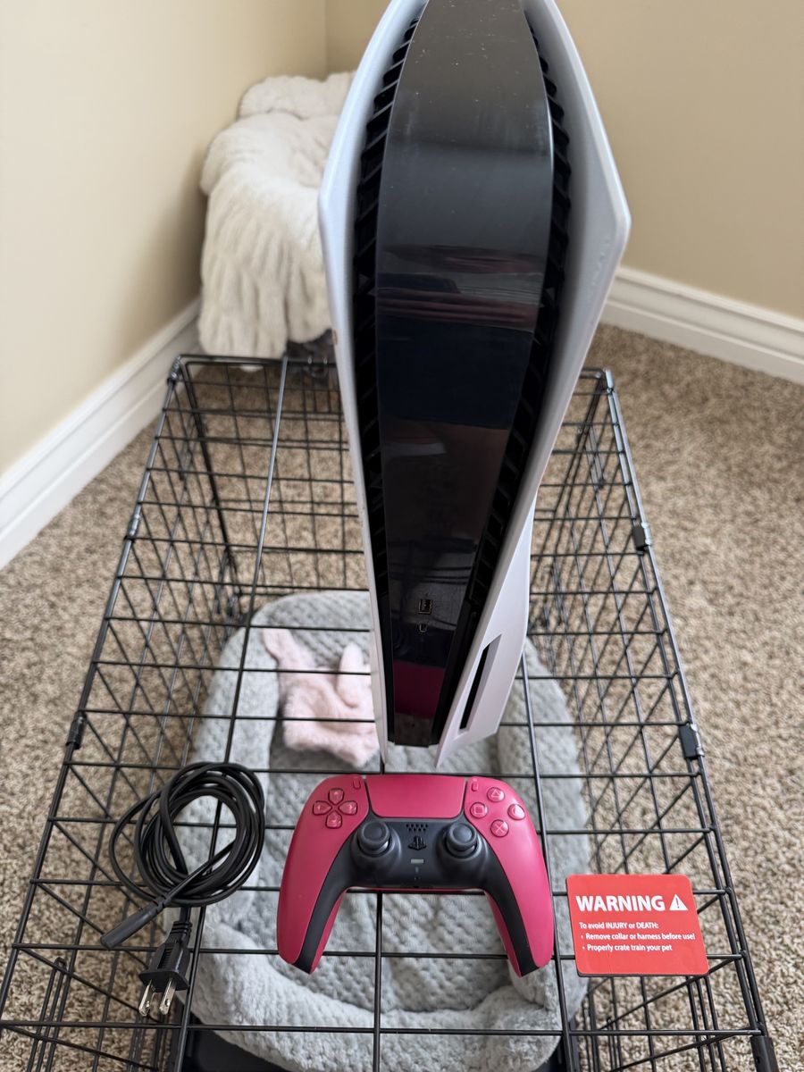 Sony PlayStation 5 Console with Pink Controller and Power Cable