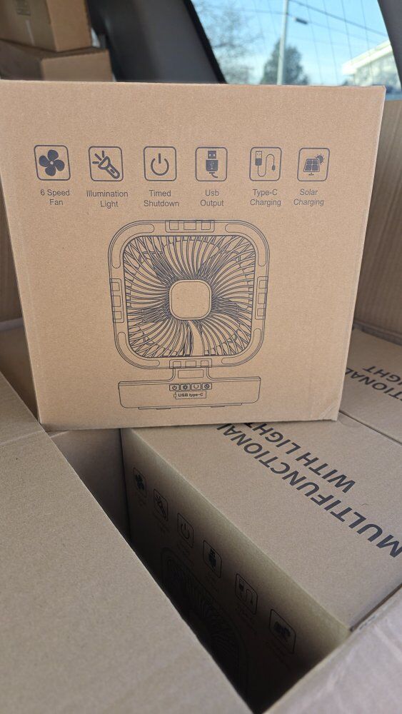 New! Solar Camp Fan Light