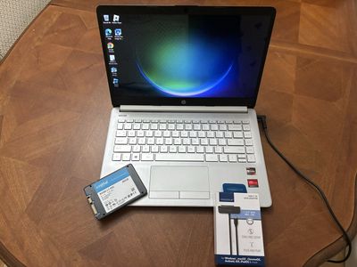 HP Laptop Bundle with Crucial 480GB SSD and Insignia USB-C to SATA Adapter