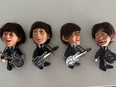 1964 Beatles "Car Mascots" bobbleheads Paul McCartney, John Lennon, George Harrison, Ringo Starr