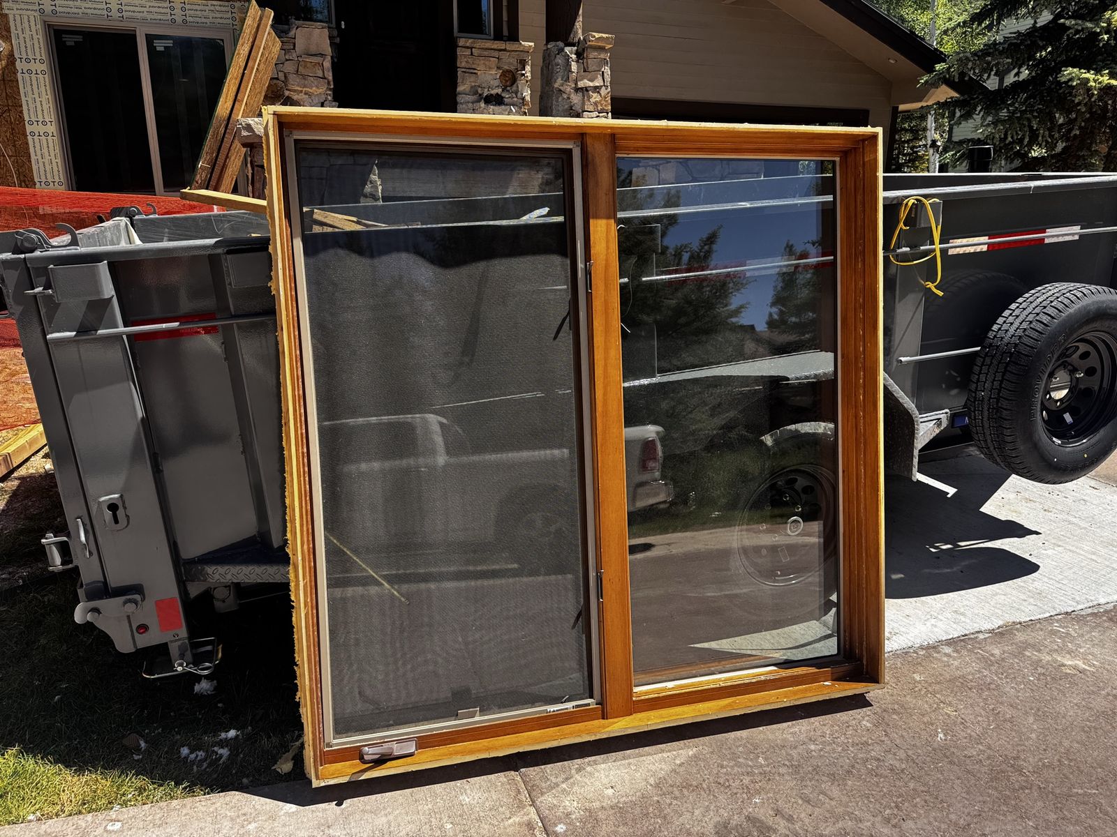 Used Wood Window with Screen - 5 ft Tall, Good Condition