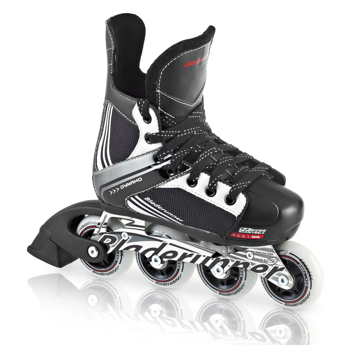 Bladerunner by Rollerblade Dynamo Jr Size Adjustable Hockey Inline Skate,  Black and Red, Inline Skates