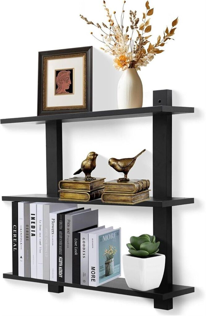 NEW IN BOX - 24 in. WOOD 3 TIER FLOATING SHELVES