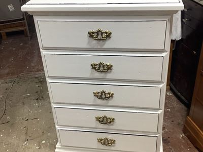 White 5 DrawerAll Wood Dresser