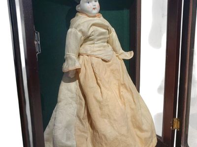 Antique China Doll in Wood Case