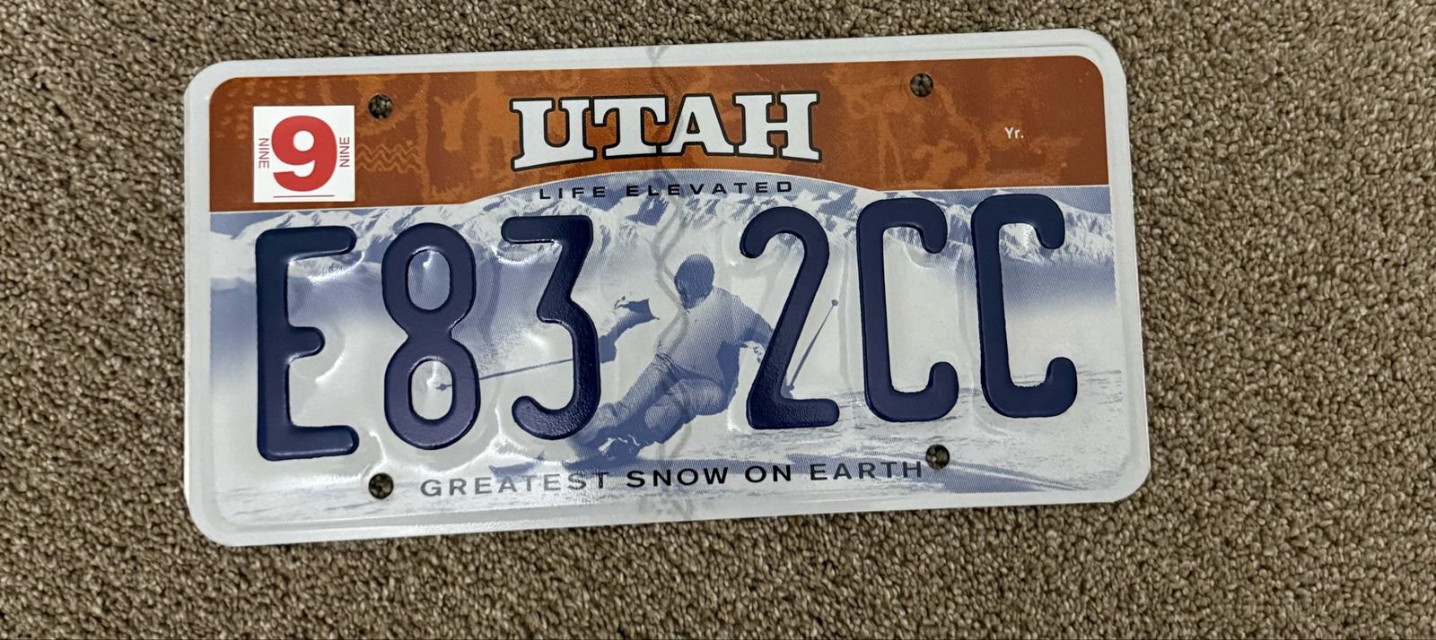 Utah License Plate LE Skier