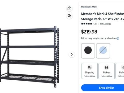 Member’s Mark 4-Shelf Industrial Storage Racks — Heavy Duty 77” x 24” x 72”