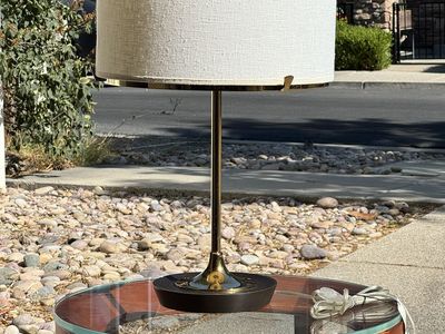 Premium Brass & Wood Table Lamp with Linen Drum Shade – set of 2