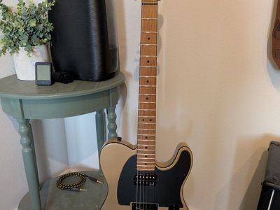 Squier by Fender Telecaster Electric Guitar contemporary hh - Gold with Black Pickguard