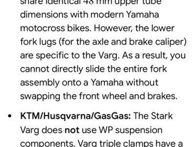 Stark Varg Motorcycle Front Fork Suspension Tubes - For KTM/Husqvarna/GasGas (59mm clamp)