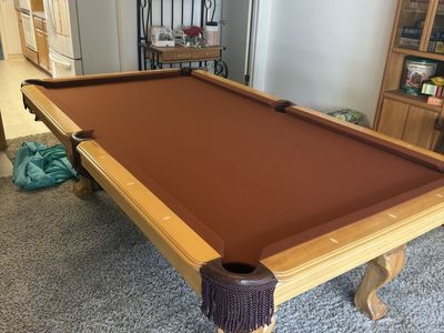 8’ Solid Oak & Slate Pool Table