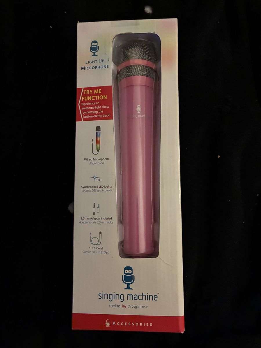 Singing Machine Light Up Wired Microphone - Pink (10ft Cord)