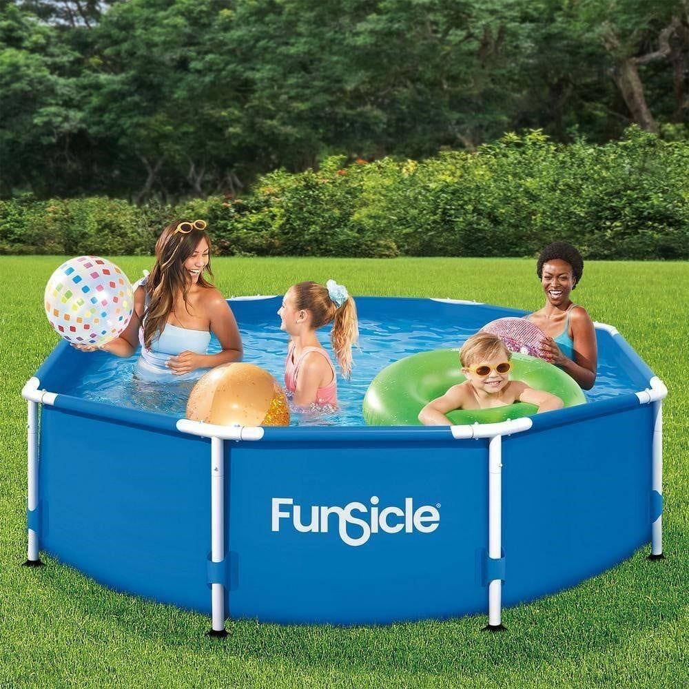 Funsicle 10ft QuickSet Round Above Ground Swimming Pool w/ Pump, Blue, 30" Tall