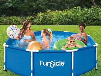 Funsicle 10ft QuickSet Round Above Ground Swimming Pool w/ Pump, Blue, 30" Tall
