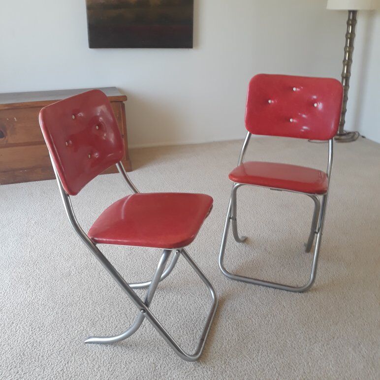 Pair of Lee crome fild Retro Mid Century Chairs