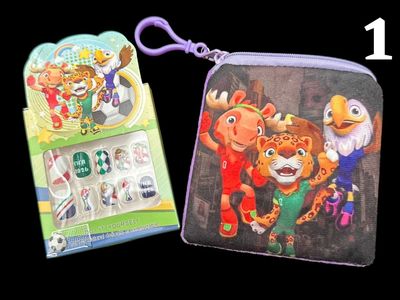 FIFA 2026 Themed Kids 12PC Press-On Nails & Coin Purse Set - World Cup Mascots