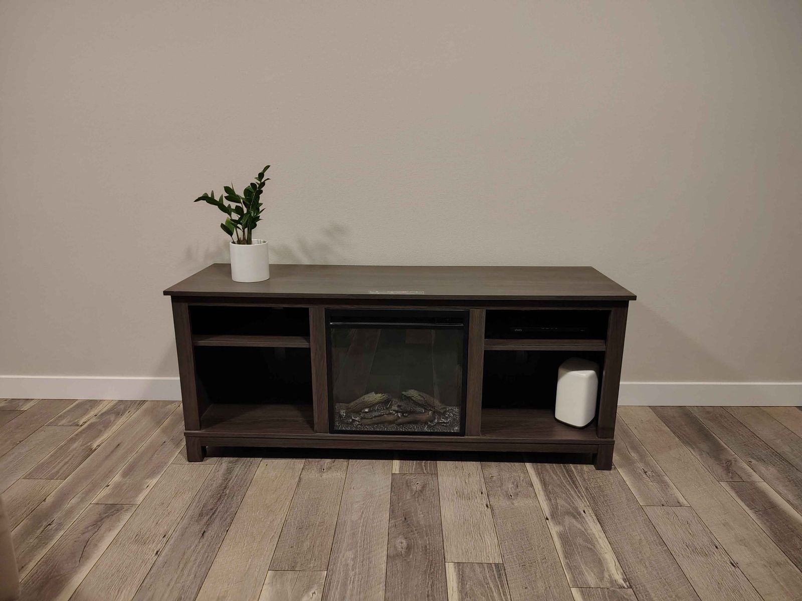 TV console with electric fireplace