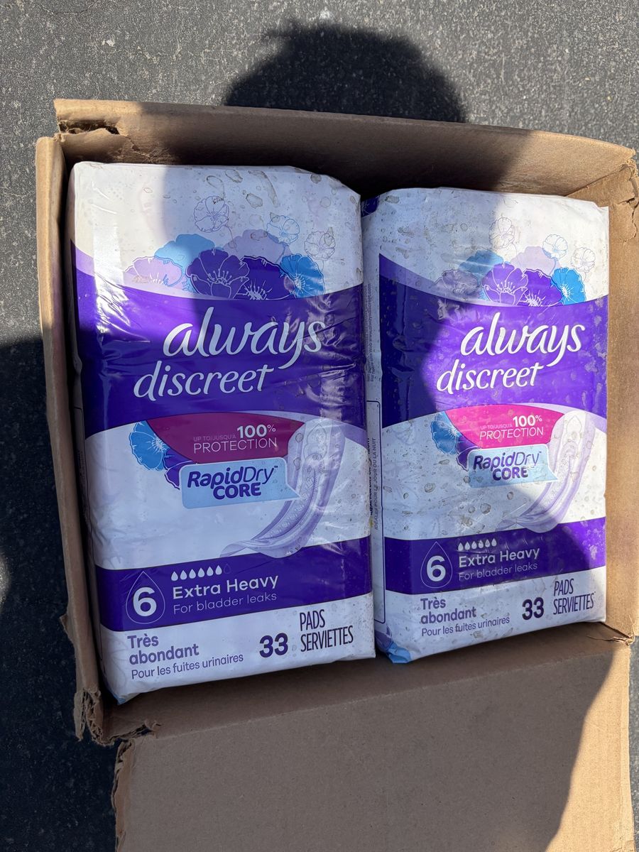 Always Discreet Size 6 Extra Heavy Incontinence Pads 33 Count Pack of 2