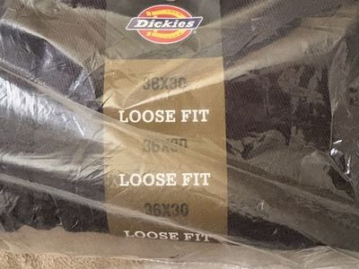 Dickies Men's 36x30 Loose Fit Twill Work Pants Black Straight Leg Reinforced Knee