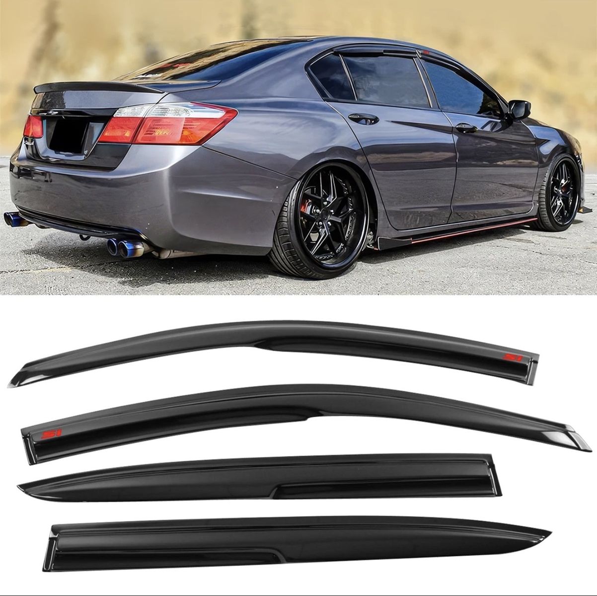 Window Visors for Honda Accord 2013-2017 Sedan - Rain Sun Shade Vent Deflector Guards (4-piece set)