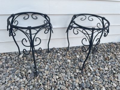 2 matching iron plant stands