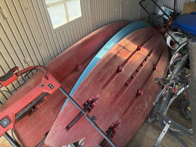 Durable Plastic Stand Up Paddle Board SUP with Paddle - Red & Black