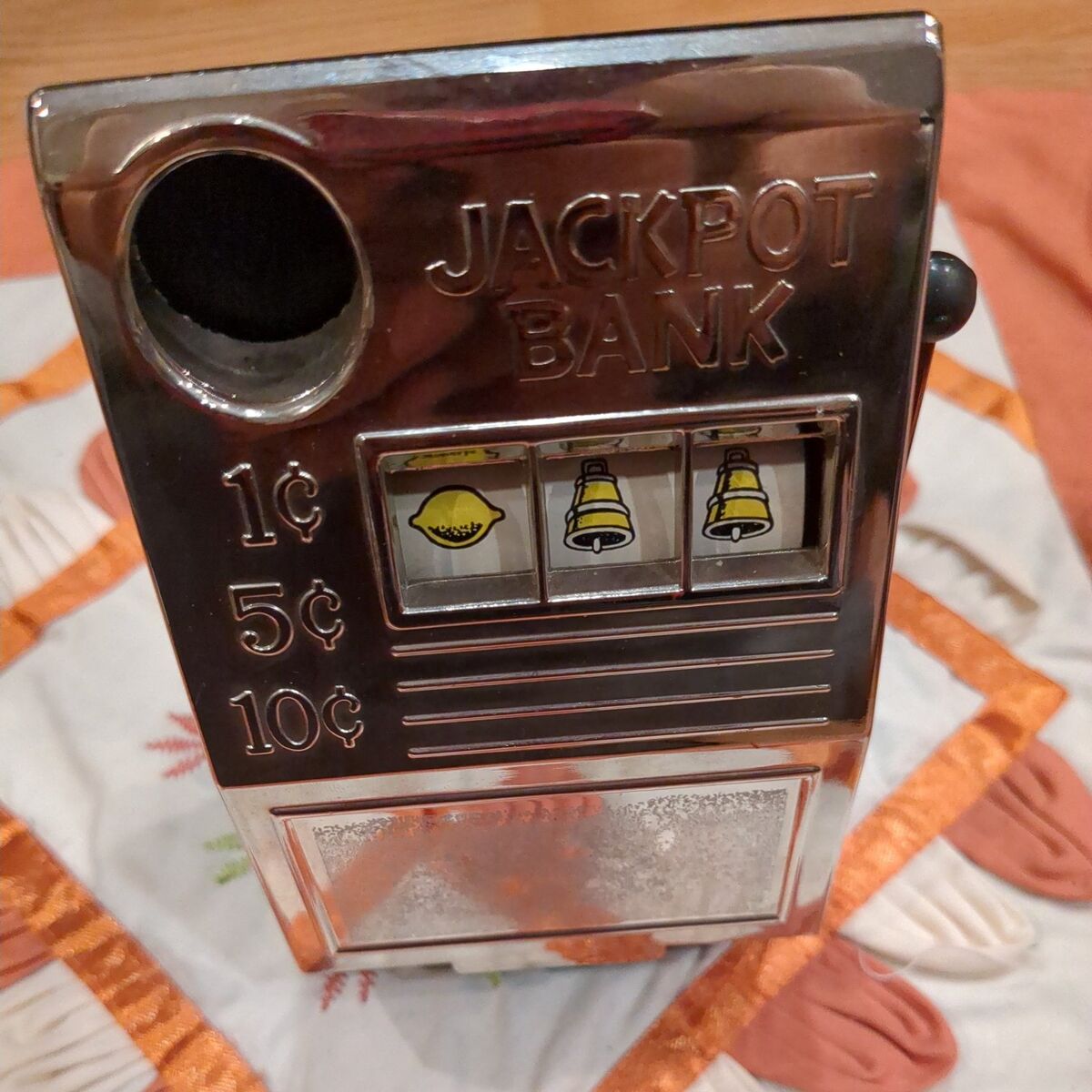 Vintage metal Western cowboy slot machine