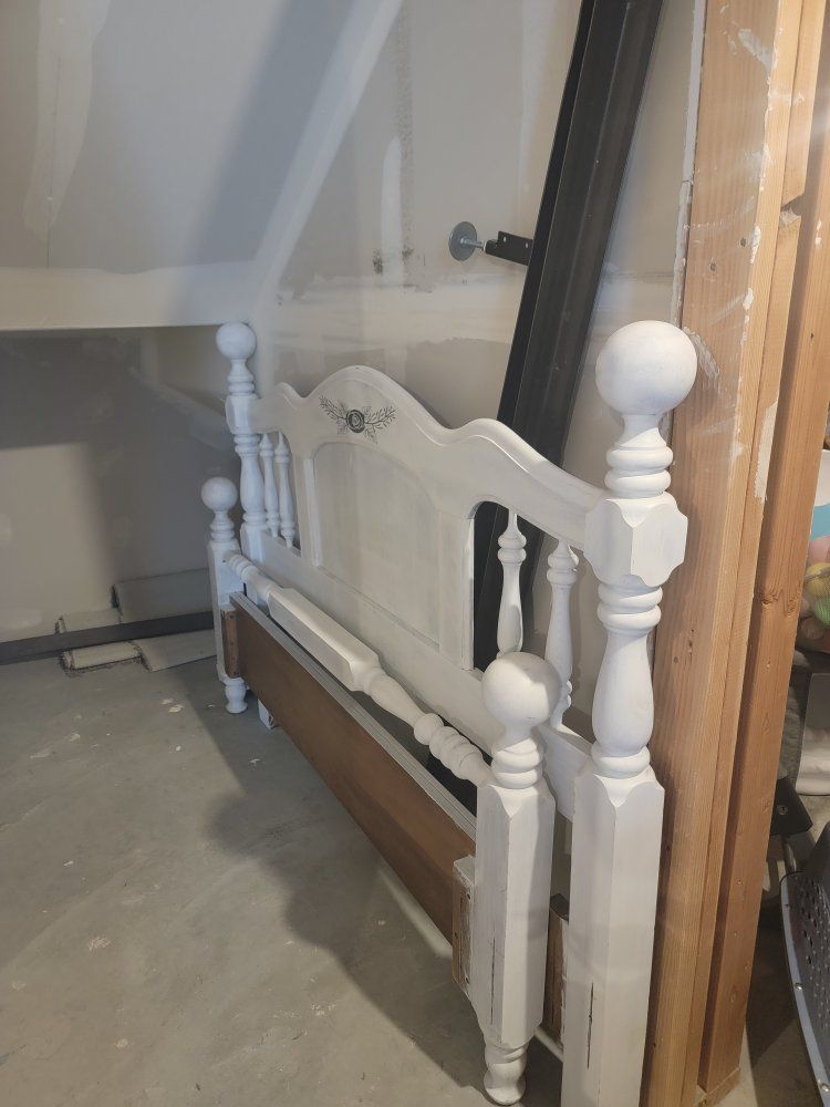 Queen White Painted Wooden Bed Frame with Headboard and Footboard