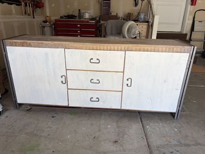 Industrial Sideboard / Credenza – Mango Wood Top, Steel Frame, 6 ft