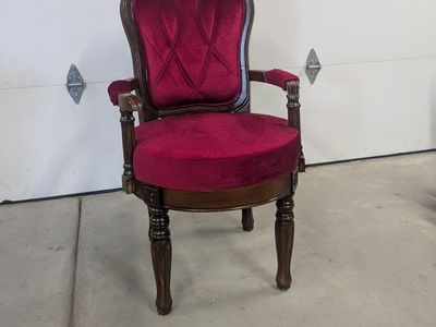 Vintage Victorian Style Red Velvet Armchair