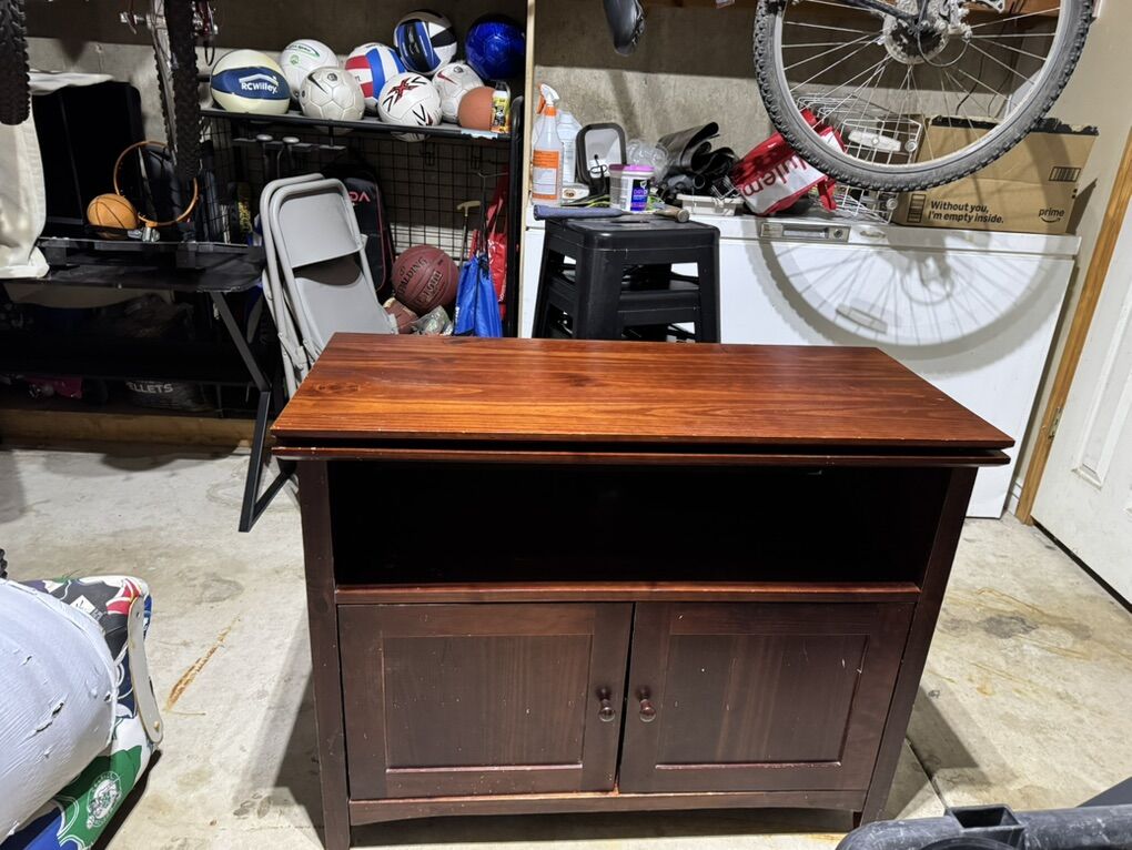 Cherry Wood TV CABINET Swivel Top