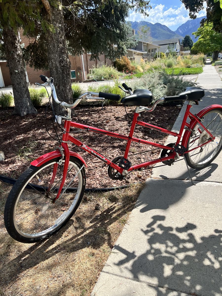 Red Huffy Savannah Tandem Two-Seater Bicycle