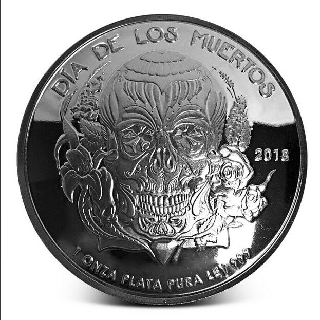 2018 Dia De Los Muertos 1 oz domed silver round