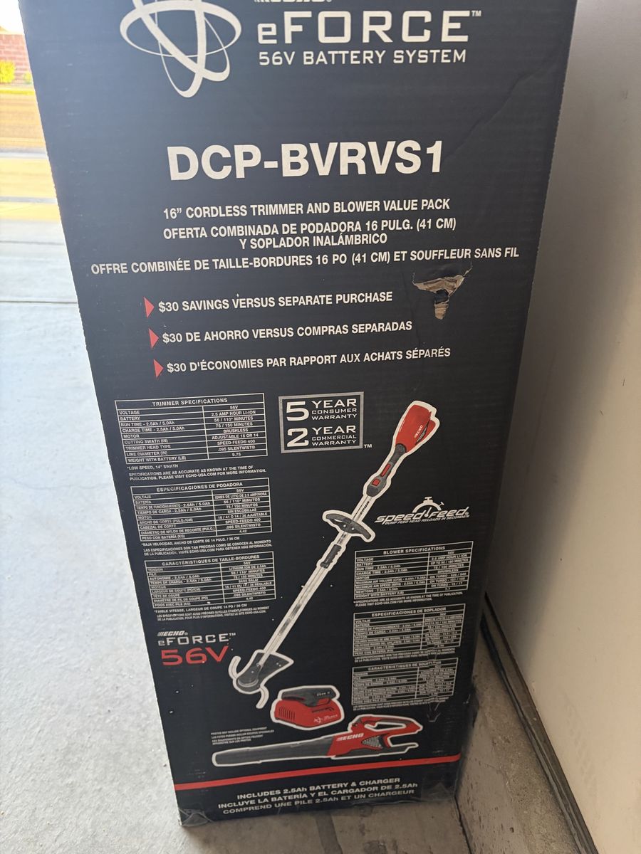 ECHO eFORCE 56V DCP-BVRVS1 16" Cordless Trimmer & Blower Value Pack with 2.5Ah Battery & Charger